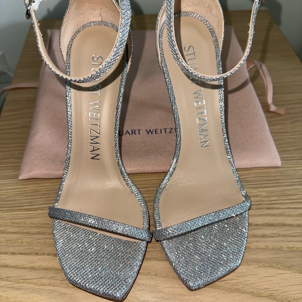 Stuart Weitzman Glittering Silver Heels